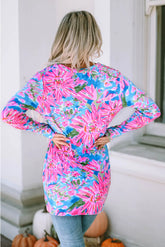 pink floral button up cardigan
